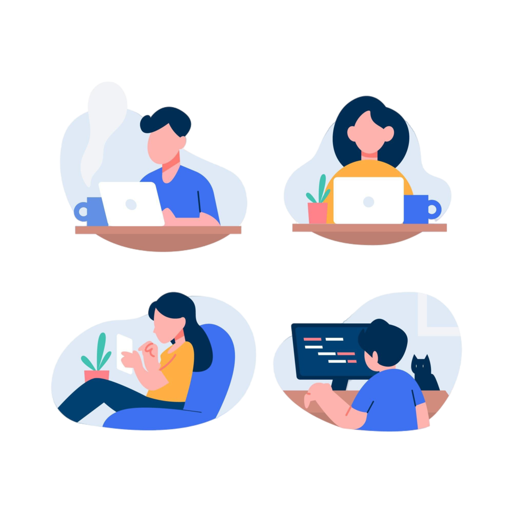 Imagem ilustrativa de pessoas trabalhando em computadores Imagem ilustrativa de pessoas trabalhando em computadores