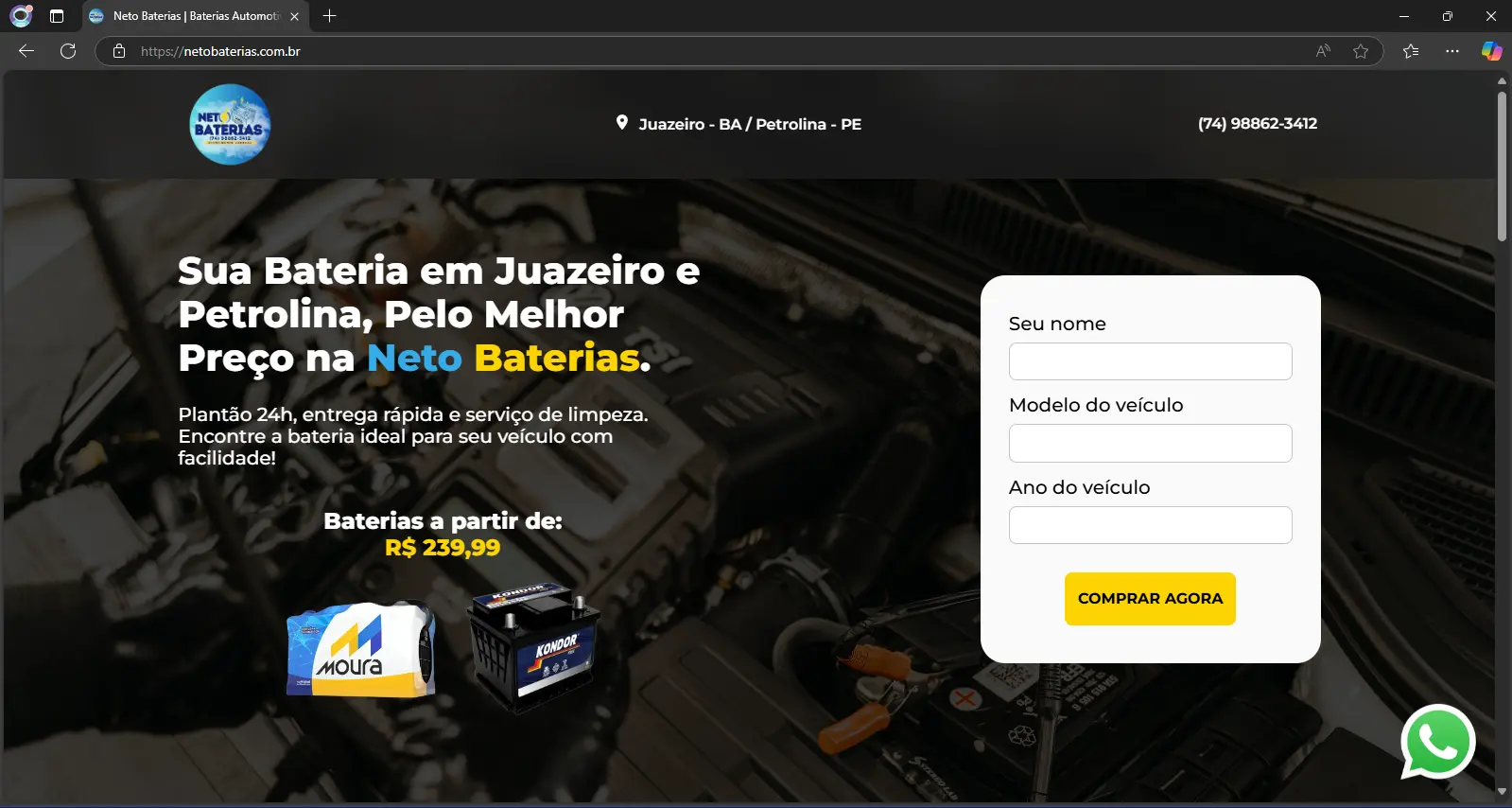 Imagem do site Neto Baterias Imagem do site Neto Baterias