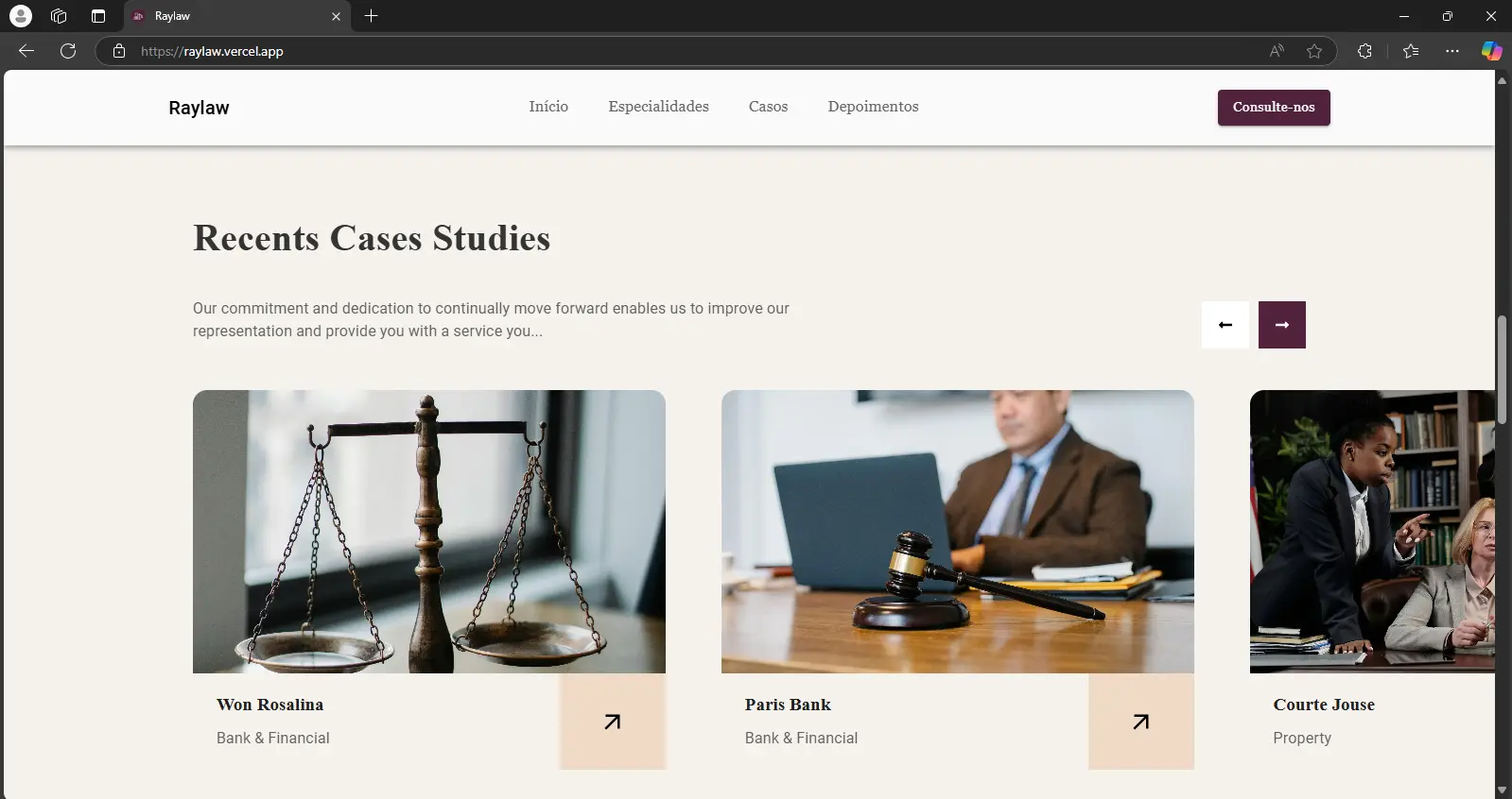 Imagem do site de advocacia Raylaw Imagem do site de advocacia Raylaw
