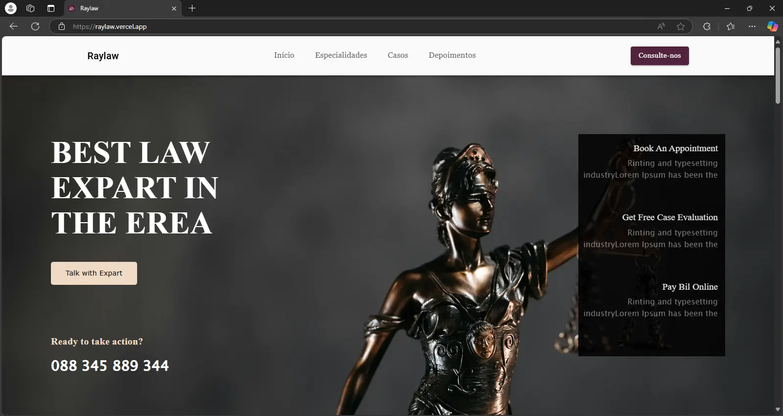 Imagem do site de advocacia Raylaw Imagem do site de advocacia Raylaw